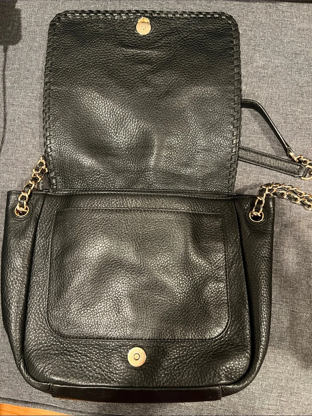 Tory Burch Black Leather Chain-Trim Shoulder Bag
